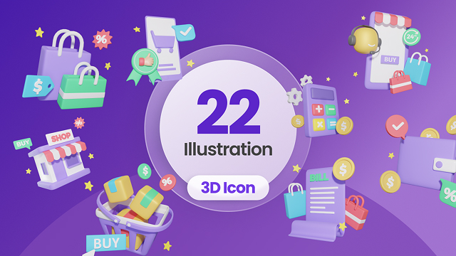 مجموعه وکتور و آیکون فروشگاهی eCommerce Illustration